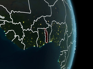 Orbit view of Togo at night