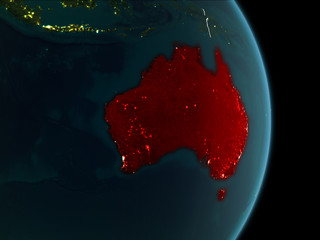 Orbit view of Australia at night