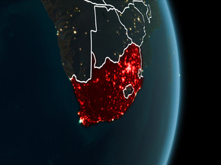 Orbit view of South Africa at night