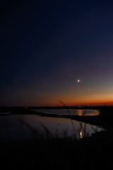 Beautiful landscape of moon over the sea