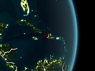 Orbit view of Haiti at night