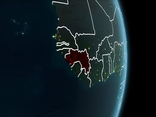 Orbit view of Guinea at night