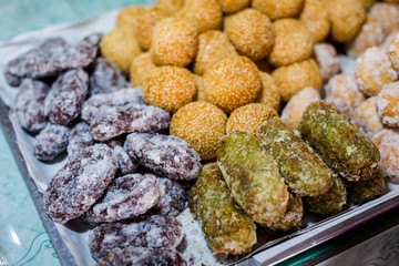 Thai selection of sweet donuts