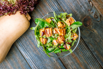 Vegetarian salad with pumpkin