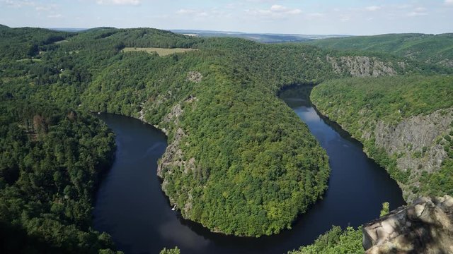 Horseshoe bend in the Vltava at Vyhlidka Maj, Czech Republic.