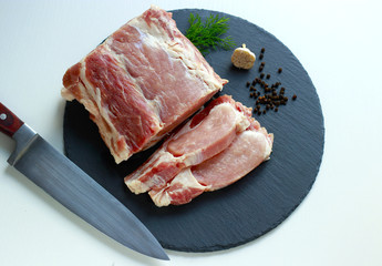 fresh pork meat on cutting board