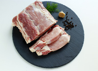 fresh pork meat on cutting board