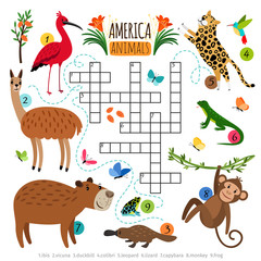 Fototapeta premium Wild animals crossword puzzle