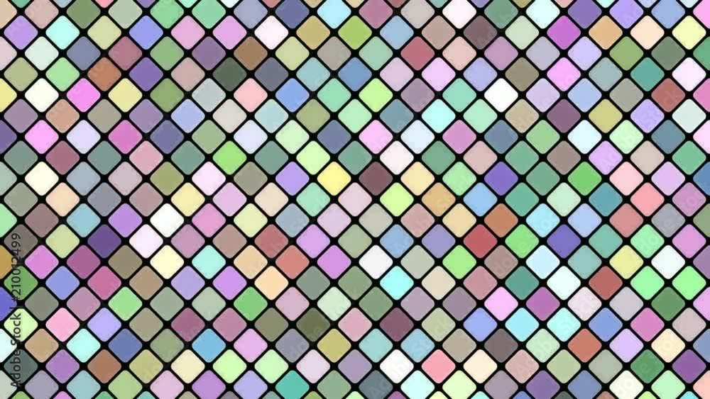 Poster multicolored abstract diagonal square mosaic pattern background - seamless loop motion graphic desig