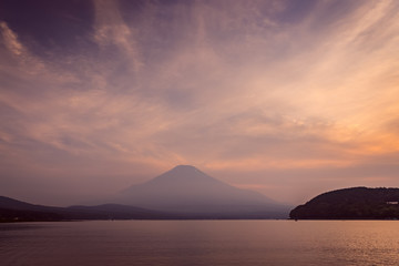 Naklejka na ściany i meble Mountain Fuji with reflection at Lake Yamanakako in sunset