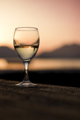 white wine on the sky background with clouds