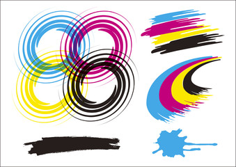 Dynamic abstract design elements.
Suitable as an abstract design element.Concept for presenting of color printing. Vector available.