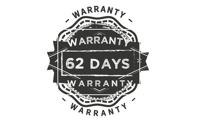 62 days warranty icon vintage rubber stamp guarantee