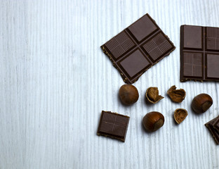 tile of delicious chocolate with nuts