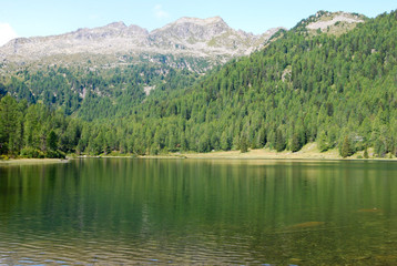 Little mountain lake with panorama on dolomites  - Madonna di Campiglio -  Trentino Alto Adige