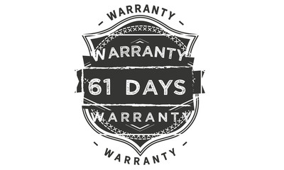 61 days warranty icon vintage rubber stamp guarantee