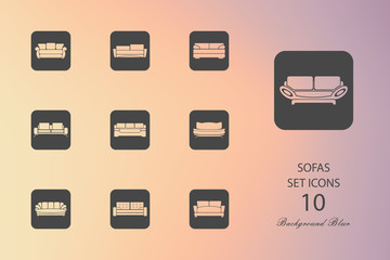 Obraz premium Sofas. Set of flat icons on blurred background