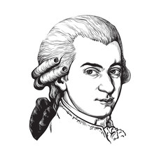 Wolfgang Amadeus Mozart. Vector portrait. - obrazy, fototapety, plakaty