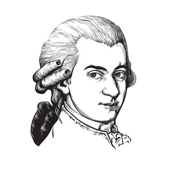 Wolfgang Amadeus Mozart. Vector portrait.