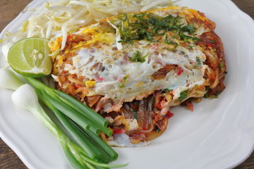 Fried noodle Thai style with egg is delicious