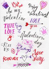 Watercolor quotes for Valentines Day