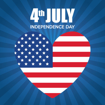 USA independence day with heart vector illustration design