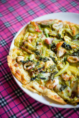 Thai green curry seafood pizza