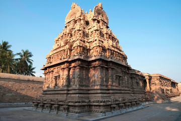 Fototapeta premium South East view of Deivanayaki Amman shrine, adjacent to Airavatesvara Temple, Darasuram, Tamil Nadu