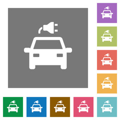 Electric car with connector square flat icons