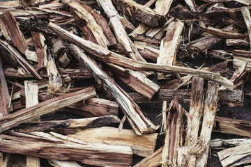 Freshly cut woods. Selective focus. Filled frame.