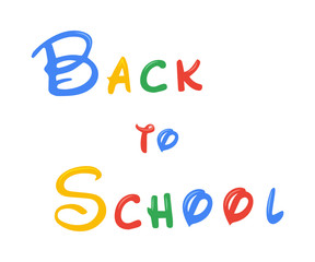 Back to school text lettering. Isolated on white background. Vector illustration.