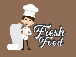 Chef Vector Illustration Design -  fresh food with list