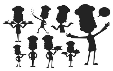 Chef Vector Illustration Design -  silhouette set