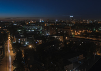 Fototapeta na wymiar Aerial view of night city: Kazan, Russia 