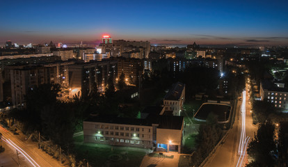 Aerial view of night city: Kazan, Russia 
