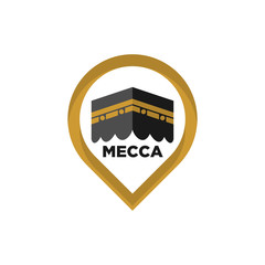 mecca icon, mecca sign, kaaba symbol. islamic icon of hajj. vector template ready for use