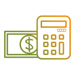 bills dollars with calculator vector illustration design