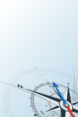 Compass northwest background vector illustration. Arrow points to the northwest. Compass on a blue background. Compass illustrations can be used as background. Travel concept with copy space place.