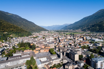 Fototapeta na wymiar City of Bitto, Morbegno. Valtellina, Province of Sondrio in the Italian Alps