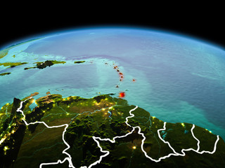 Fototapeta premium Caribbean on planet Earth in space