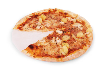 fresh italian classic original  pizza isolated on white background