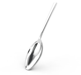 Golden spoon on a white background. 3D illustration