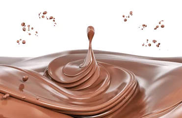 Crédence de cuisine en verre imprimé Chocolat  Splash chocolate isolated illustration 3d rendering