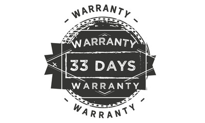 33 days warranty icon vintage rubber stamp guarantee