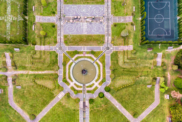 Aerial view of public garden in Villa Toeplitz in the summer,Varese, Lombardy, Italy