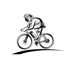 Vector illustration of a bicyclist, emblem. Athlete's logo on a bicycle. Cycling.