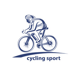 Vector illustration of a bicyclist, emblem. Athlete's logo on a bicycle. Cycling.