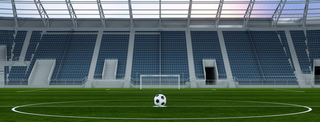 Fußball auf Anstoßpunkt in Stadion zu WM © Robert Kneschke