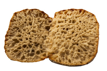 Freshly baked and cut beautifully baked bread