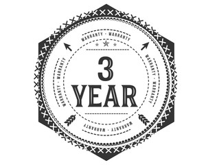 3 years warranty icon vintage rubber stamp guarantee
